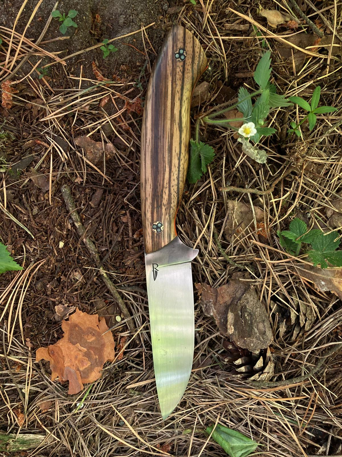Dusk Hunter — Zebrano, G10 & Glow Mosaic Pin